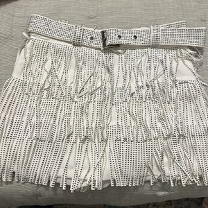 White fringe rhinestone skort- size small